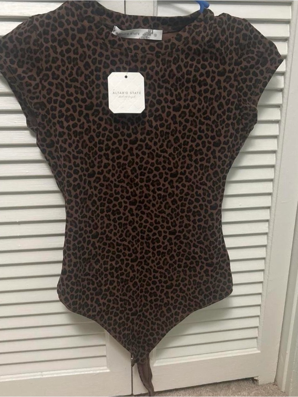 Altar'd State Brown Leopard Print Bodysuit